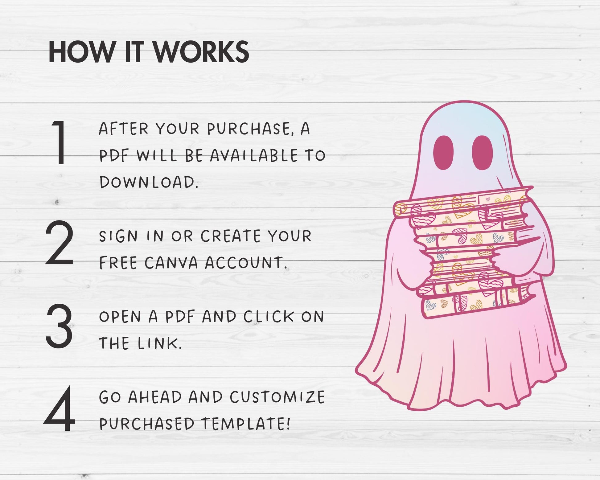 Design Your Own Retro Ghost, Ghost Reading Book Canva Template, Drag and Drop, Spooky Season, Halloween Canva Frames, Book Lover Ghost