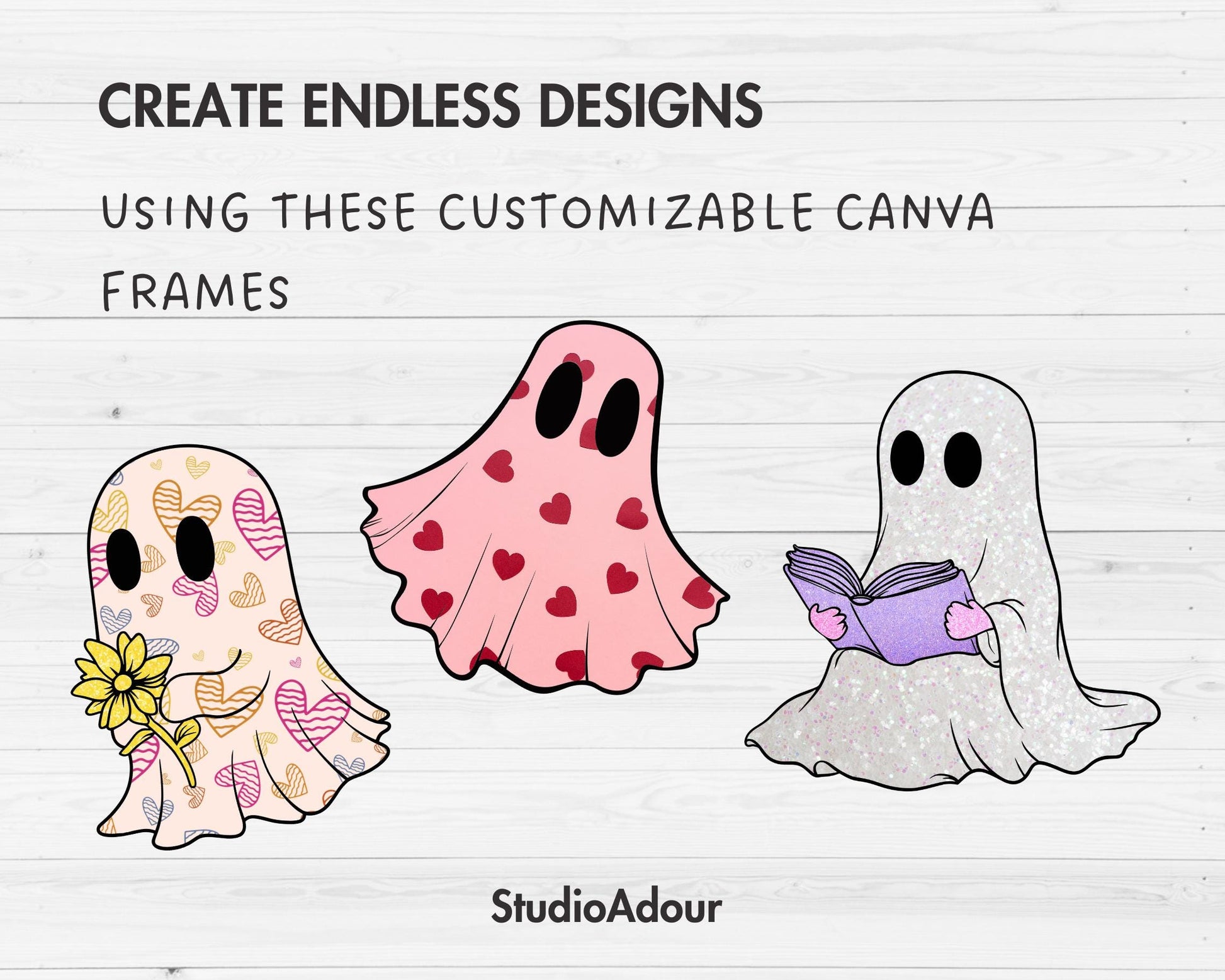 Design Your Own Retro Halloween Ghost, Ghost Canva Template, Drag and Drop, Ghost Canva Frames, Spooky Season, Halloween Ghost, Groovy Ghost