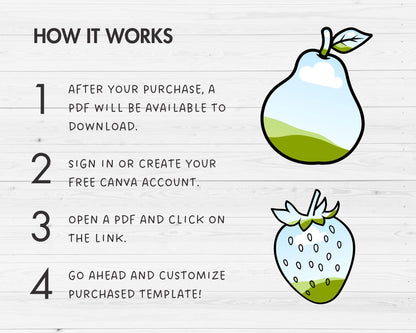 Design Your Own Fruits Canva Frames, Tropical Fruit Canva Templates, Drag and Drop, Editable Canva Frames Bundle, Pineapple Lemon Apple Pear