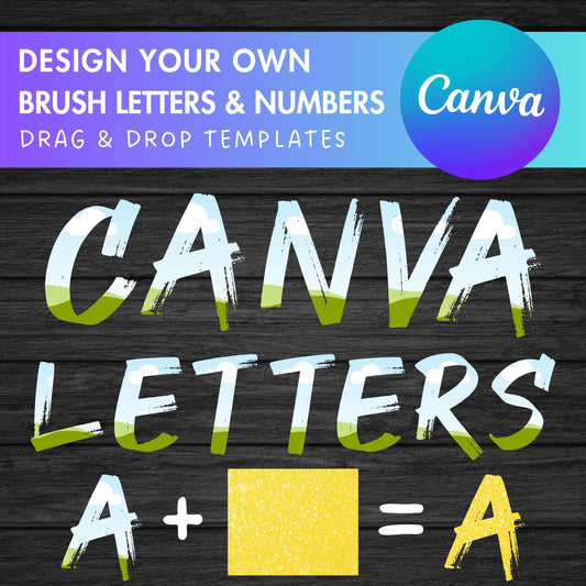 Design Your Own Brush Letters on Canva, Paint Alphabet Canva Template, Drag and Drop, Brush Stroke Canva Alphabet, Canva Frames Bundle