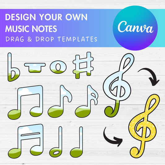 Design Your Own Music Notes Canva Frame, Editable Music Symbol Canva Template, Drag and Drop, Sublimation Design, Music Lover, Music Clipart