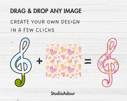 Design Your Own Music Notes Canva Frame, Editable Music Symbol Canva Template, Drag and Drop, Sublimation Design, Music Lover, Music Clipart