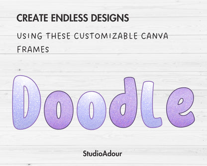 Design Your Own Doodle Letters on Canva, Doodle Alphabet Canva Template, Drag and Drop, Editable Canva Alphabet, Canva Frames Bundle