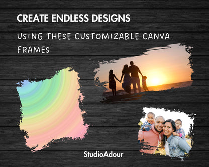 Design Your Own Distressed Edge Canva Frames, Grunge Pages Templates, Drag and Drop Canva Frames Bundle, Sublimation Design, Photo Collage