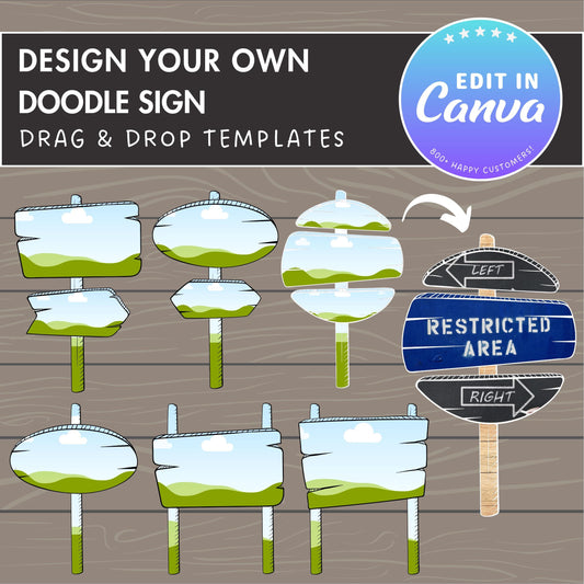 Design Your Own Doodle Sign Canva Frame, Wooden Sign Canva Template, Canva Frames Bundle, Editable Wood Sign, Wood Board, Drag and Drop PNG