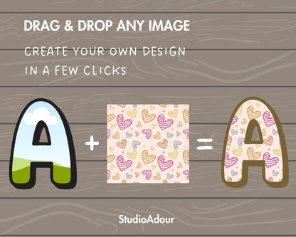 Design Your Own Doodle Letters on Canva, Doodle Alphabet Canva, Drag and Drop, Lowercase & Uppercase Canva Letters, Canva Frames Bundle #80