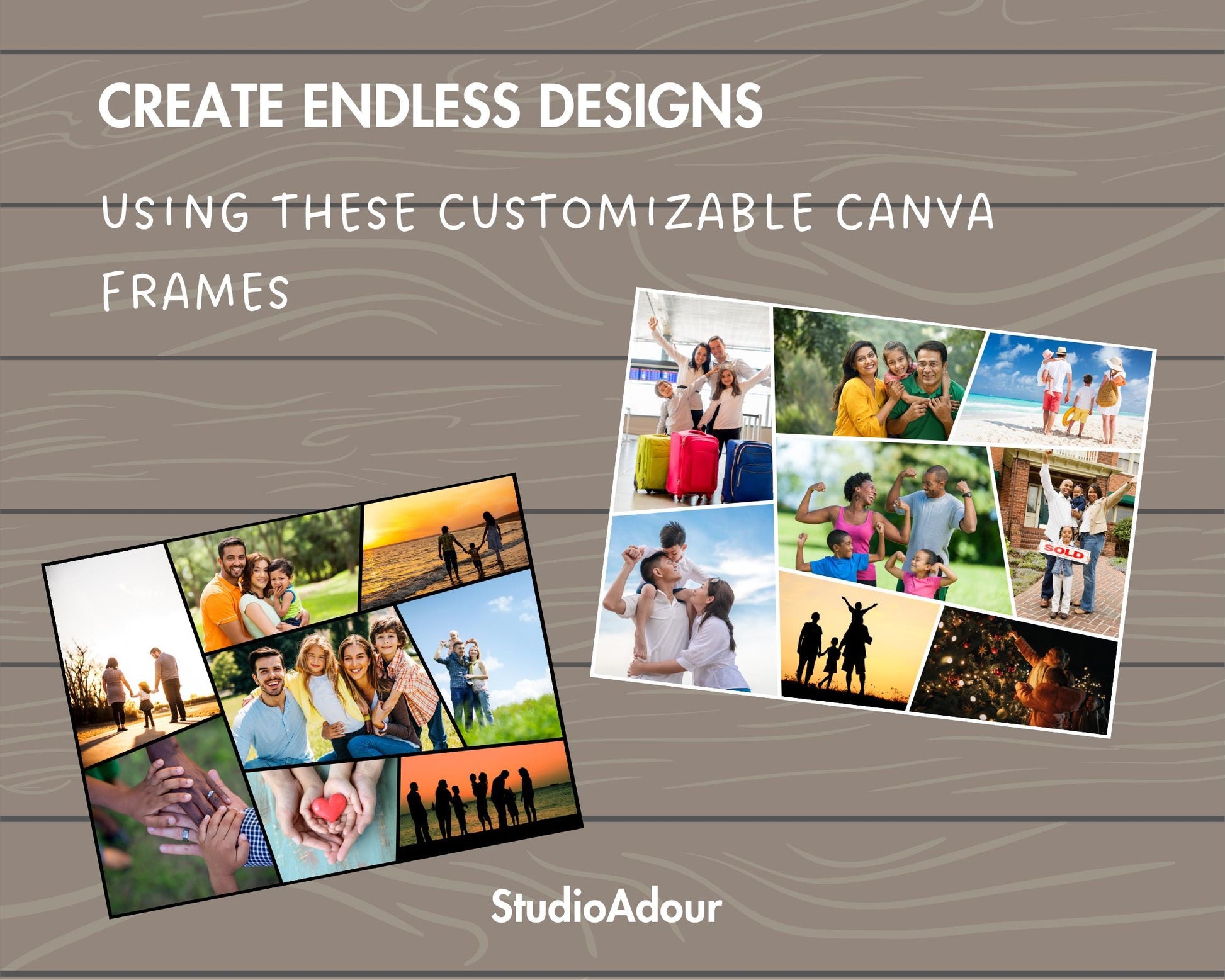 Design Your Own Family Photo Collage in Canva, Editable Collage Canva Template, Easy Drag and Drop Photo, Canva Frames, DIY Family Collage