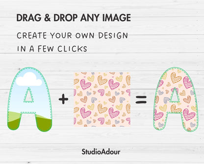 Design Your Own Stitch Letters & Numbers on Canva, Doodle Letters, Digital Stitch Letters, Drag and Drop, Canva Template, Editable Letters