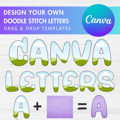 Design Your Own Stitch Letters & Numbers on Canva, Doodle Letters, Digital Stitch Letters, Drag and Drop, Canva Template, Editable Letters