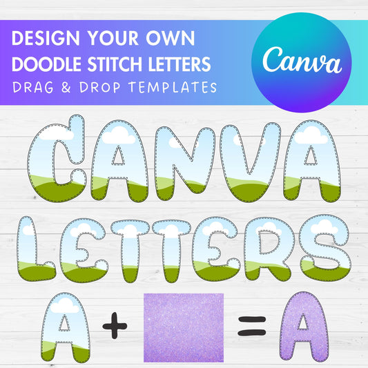 Design Your Own Stitch Letters & Numbers on Canva, Doodle Letters, Digital Stitch Letters, Drag and Drop, Canva Template, Editable Letters