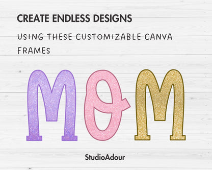 Design Your Own Vintage Doodle Letters on Canva, Retro Alphabet Canva, Drag and Drop, Editable Canva Letters PNG, Canva Frames Bundle #85