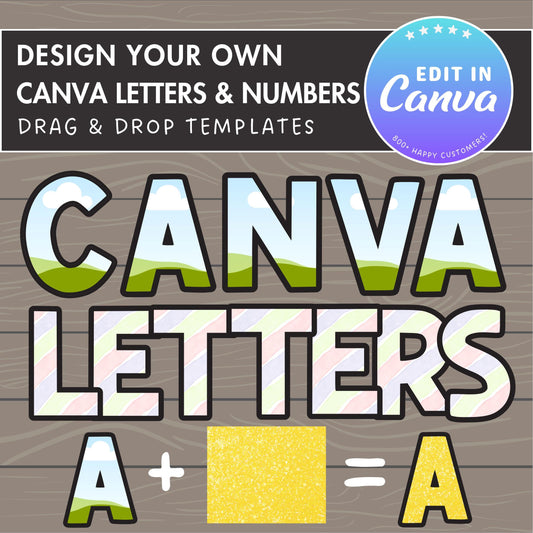 Design Your Own Canva Letters, Alphabet Canva Template, Drag and Drop, Canva Frames Bundle, Canva Letters & Numbers, Doodle Letters, #78