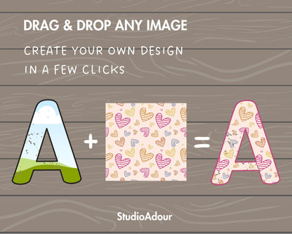 Design Your Own Retro Doodle Letters on Canva, Distressed Letters Canva Template, Easy Drag and Drop, Editable Canva Letters and Numbers #81
