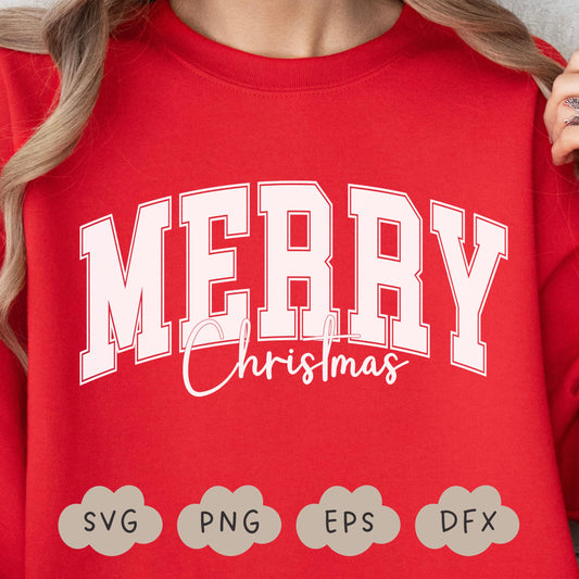 Merry Christmas Svg, Xmas Shirt PNG, Varsity Christmas Svg, Retro Varsity Svg, Holyday Season T-Shirt, Sublimation Design, Xmas Sweatshirt