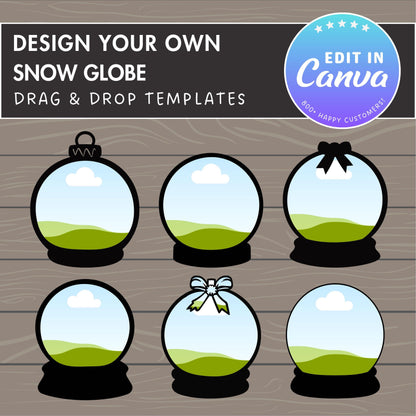 Design Your Own Snow Globe Canva Frames, Crystal Ball Photo Canva Template, Easy Drag and Drop, Winter Snow Globe, Festive Snowdome Bow