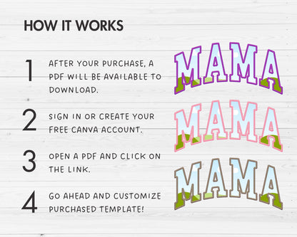 Design Your Own Stitch Mama Canva Frame, Faux Embroidery Mama Canva Template, Drag and Drop, Sublimation Design, Mother's Day, Mama Varsity
