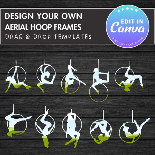 Design Your Own Aerial Hoop Canva Frame, Editable Acrobat Canva Template, Drag and Drop, Sublimation Design, Aerialist Shape, Circus Clipart