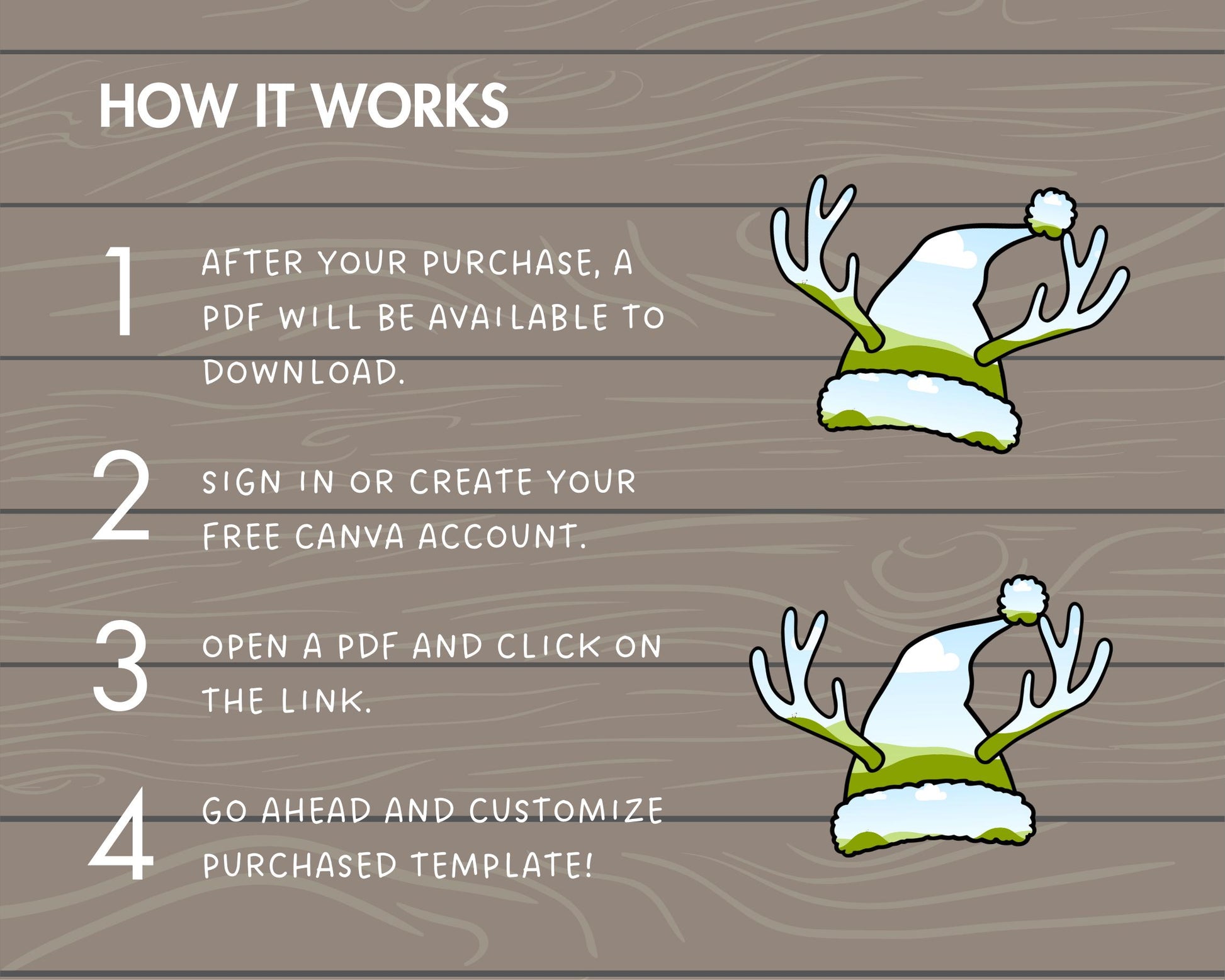 Design Your Own Christmas Hat with Antler Canva Frames, Santa Hat Canva Template, Drag and Drop Photo, Editable Xmas Hats, Reindeer Antlers