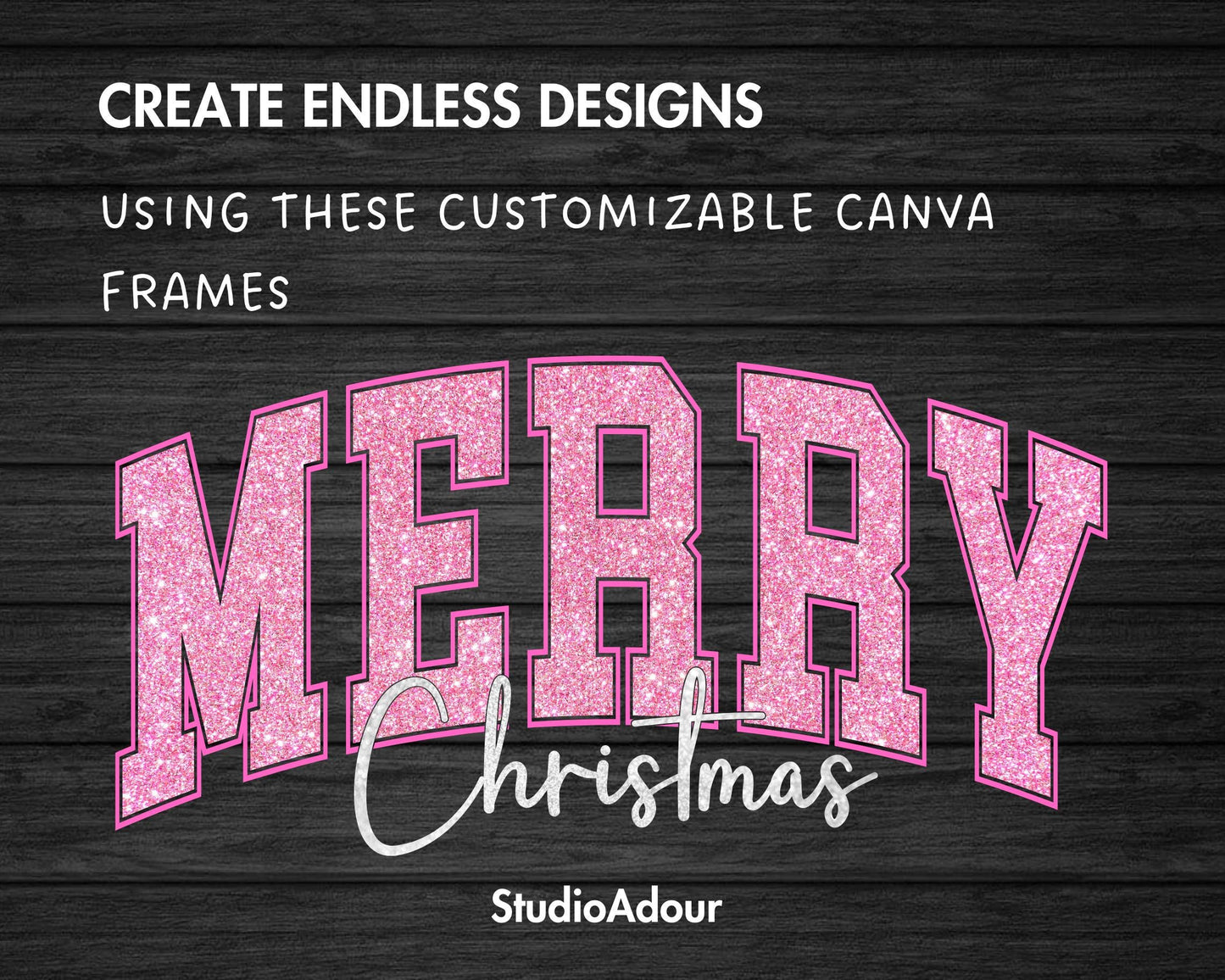 Design Your Own Merry Christmas Canva Frame, Editable Christmas Canva Template, Drag and Drop, Sublimation Design, Christmas Varsity Tshirt