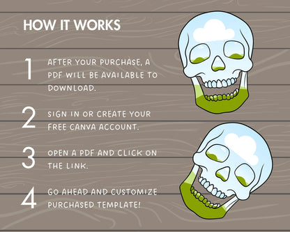 Design Your Own Skull Head on Canva, Editable Skull Canva Template, Drag and Drop Photo, Skull Clipart, Halloween Skull, Skull Canva Frames