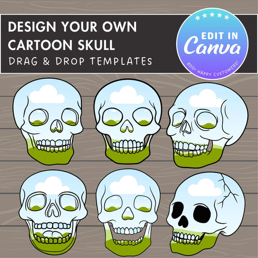 Design Your Own Skull Head on Canva, Editable Skull Canva Template, Drag and Drop Photo, Skull Clipart, Halloween Skull, Skull Canva Frames