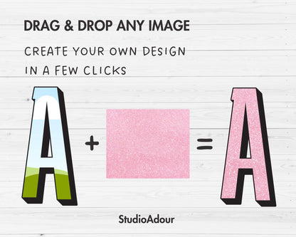 Design Your Own Doodle Letters on Canva, Doodle Alphabet Canva Template, Drag and Drop, Editable Canva Alphabet, Canva Frames Bundle