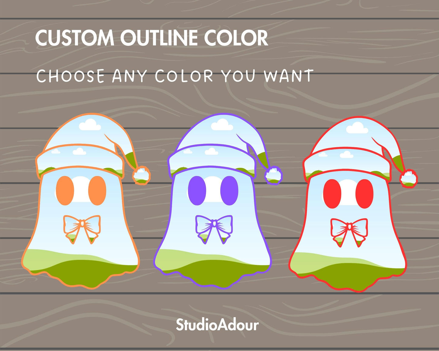 Design Your Own Christmas Ghosts, Ghost Wearing Christmas Hat Book Canva, Drag and Drop, Ghost With Bow, Canva Frames Bundle, Sublimation