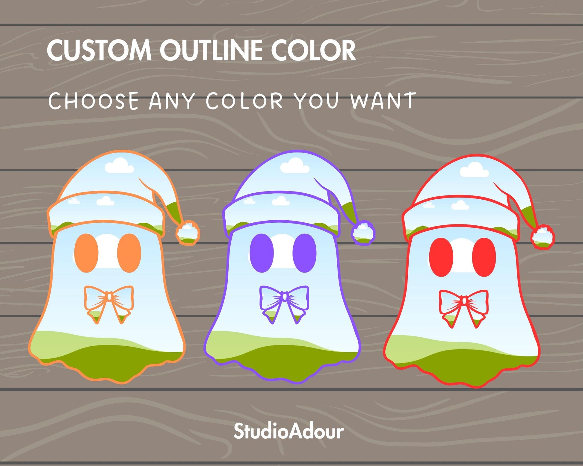 Design Your Own Christmas Ghosts, Ghost Wearing Christmas Hat Book Canva, Drag and Drop, Ghost With Bow, Canva Frames Bundle, Sublimation