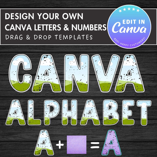 Distressed Canva Alphabet, Grunge Letters & Numbers Canva Template, Easy Drag and Drop, Canva Frames Bundle, Fillable Distressed Letters #92