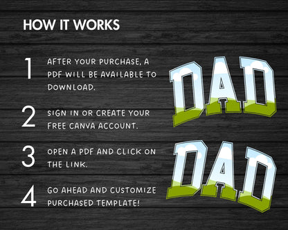 Design Your Own Dad Canva Frame, Editable Dad Canva Template, Drag and Drop, Sublimation Design, Father's Day, Dad Varsity, Sport College