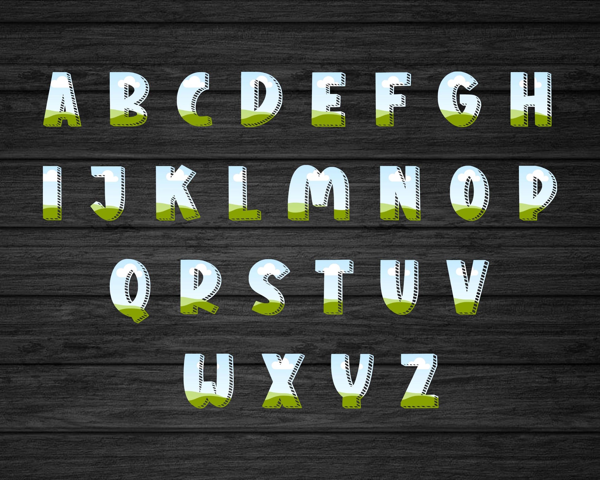 Design Your Own Doodle Letters on Canva, Cartoon Alphabet Canva Template, Drag and Drop, Editable Uppercase & Lowercase Canva Letters #95