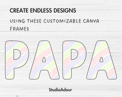 Doodle Canva Alphabet, Canva Letters & Numbers Template, Easy Drag and Drop, Canva Frames, Editable Uppercase Letters PNG, Canva Font #93