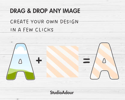 Doodle Canva Alphabet, Canva Letters & Numbers Template, Easy Drag and Drop, Canva Frames, Editable Uppercase Letters PNG, Canva Font #93