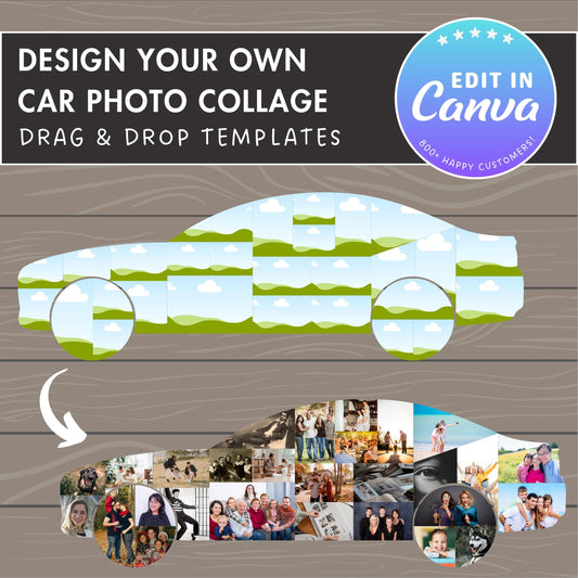 Design Your Own Car Photo Collage in Canva, Editable Collage Canva, Drag and Drop Photo, Car Lover Canva Frame, Family Collage, Driver Gift