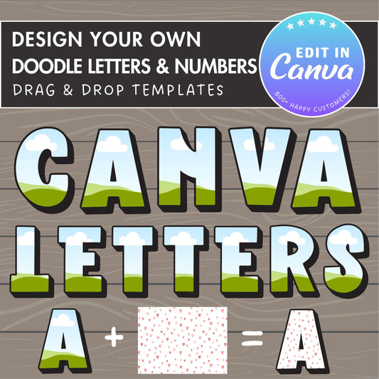 Doodle Letters Canva, Alphabet Canva Template, Drag and Drop, Editable Canva Letters, Canva Frames Bundle, Blank Letters, Photo Collage #97