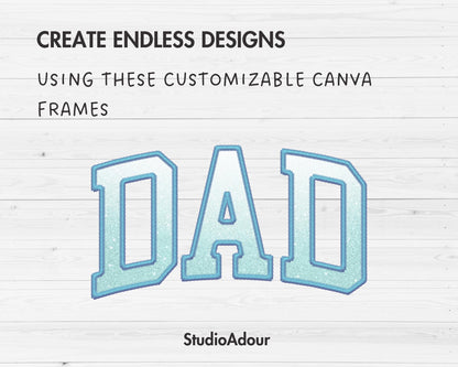 Design Your Own Stitch Dad Canva Frame, Faux Embroidery Dad Canva Template, Drag and Drop, Sublimation Design, Dad Varsity, T-shirt Design