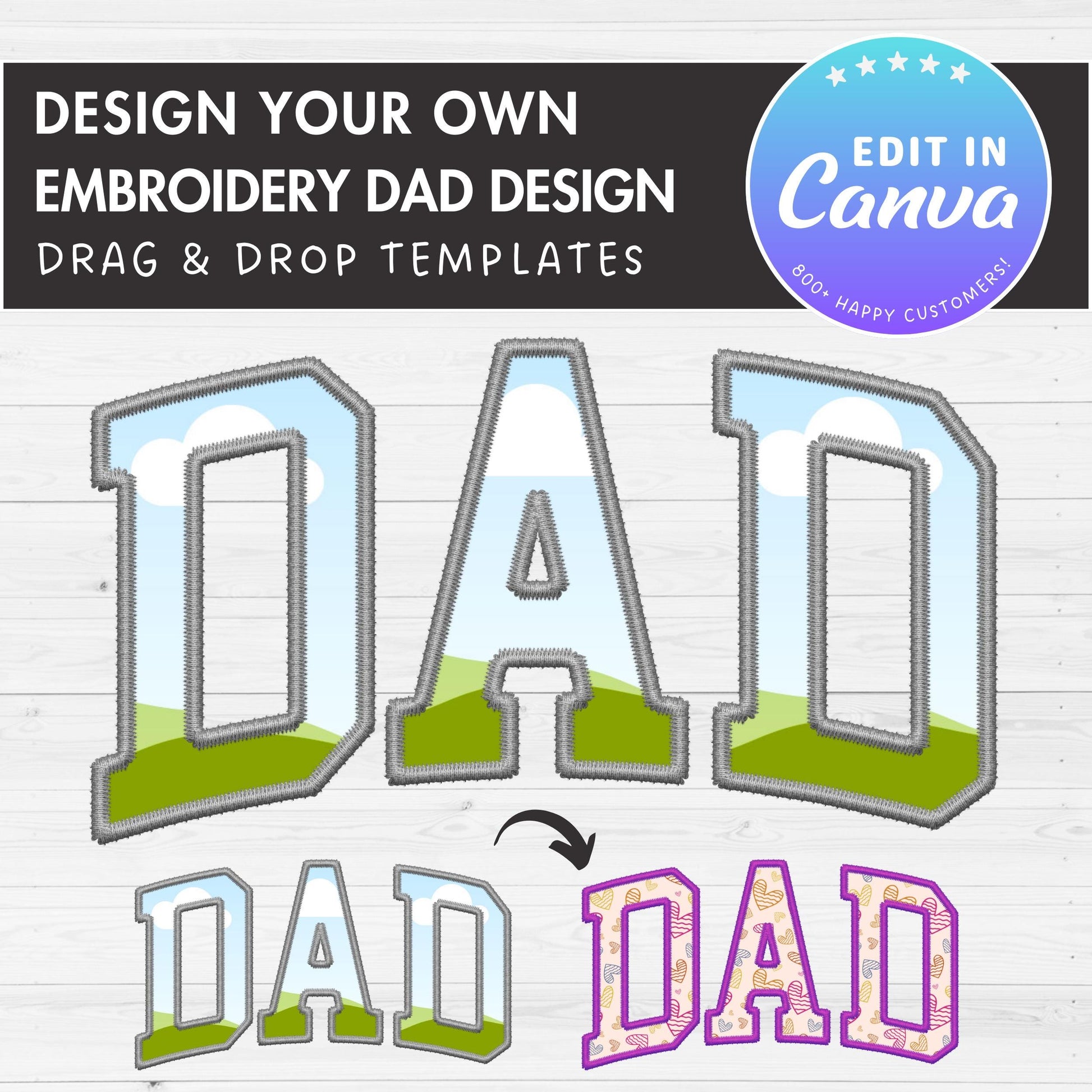 Design Your Own Stitch Dad Canva Frame, Faux Embroidery Dad Canva Template, Drag and Drop, Sublimation Design, Dad Varsity, T-shirt Design