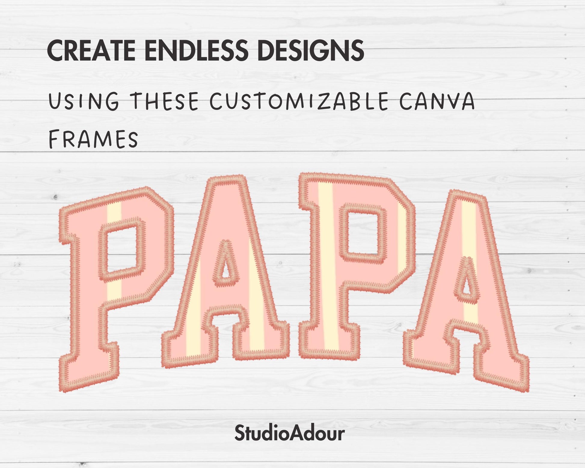Design Your Own Stitch Papa Canva Frame, Faux Embroidery Papa Canva Template, Drag and Drop, Sublimation Design, Tshirt Design, Varsity Dad