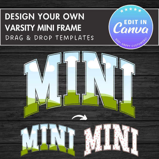 Design Your Own Mini Canva Frame, Editable Mini Canva Template, Drag and Drop, Sublimation Design, Mom Life, Mini Varsity PNG, Sport College