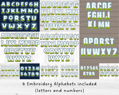 Canva Letters Bundle, 6 Faux Embroidery Alphabets, Applique Letters, Canva Frames Bundle, Easy Drag and Drop, Stitch Varsity Alphabets