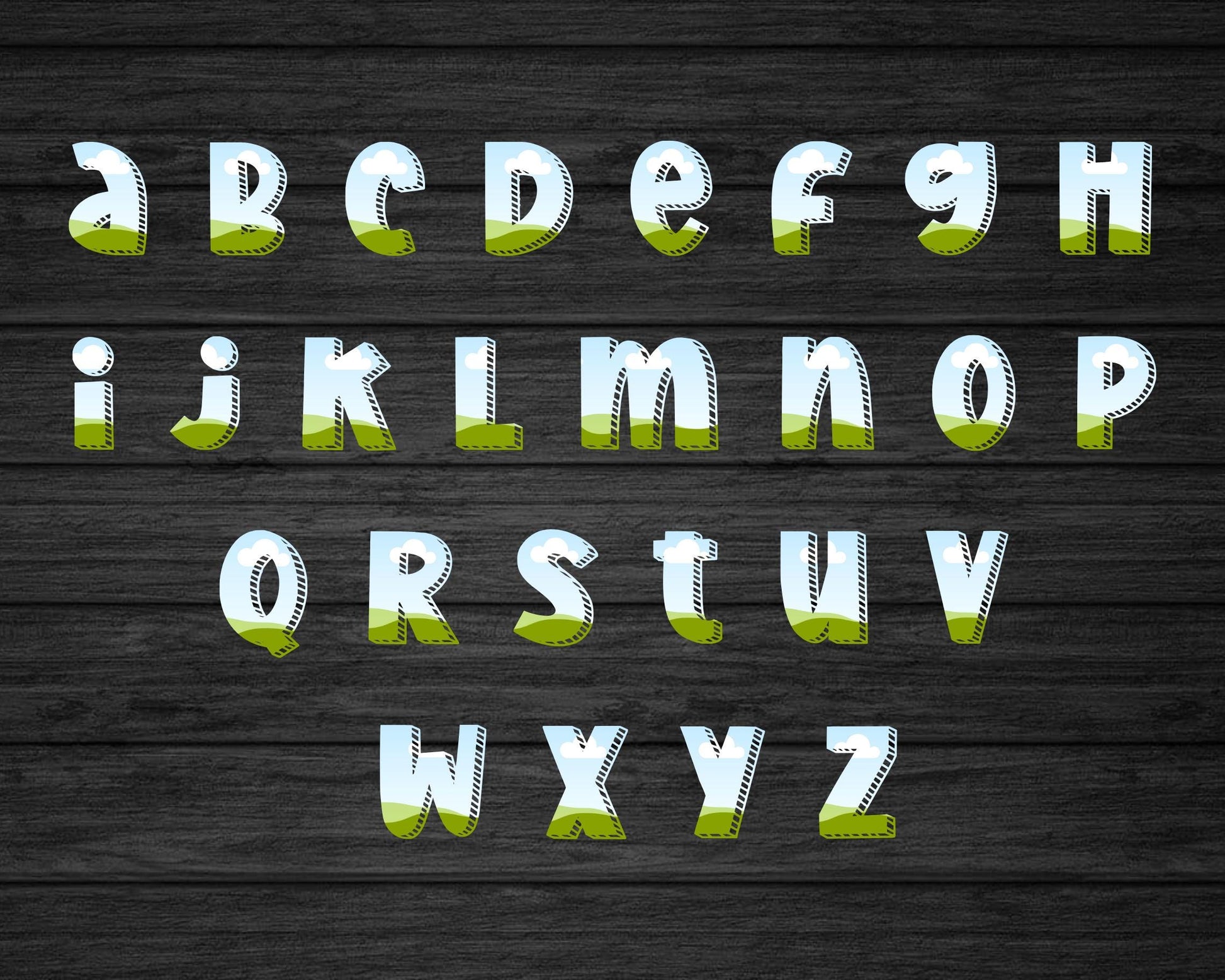 Design Your Own Doodle Letters on Canva, Cartoon Alphabet Canva Template, Drag and Drop, Editable Uppercase & Lowercase Canva Letters #95