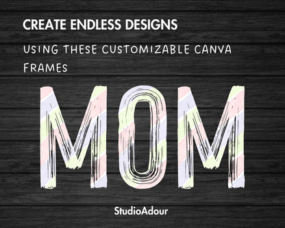 Paint Letters Canva, Brushstroke Alphabet Canva Template, Canva Frames Bundle, Painted Font Canva, Hand Drawn Letters & Numbers