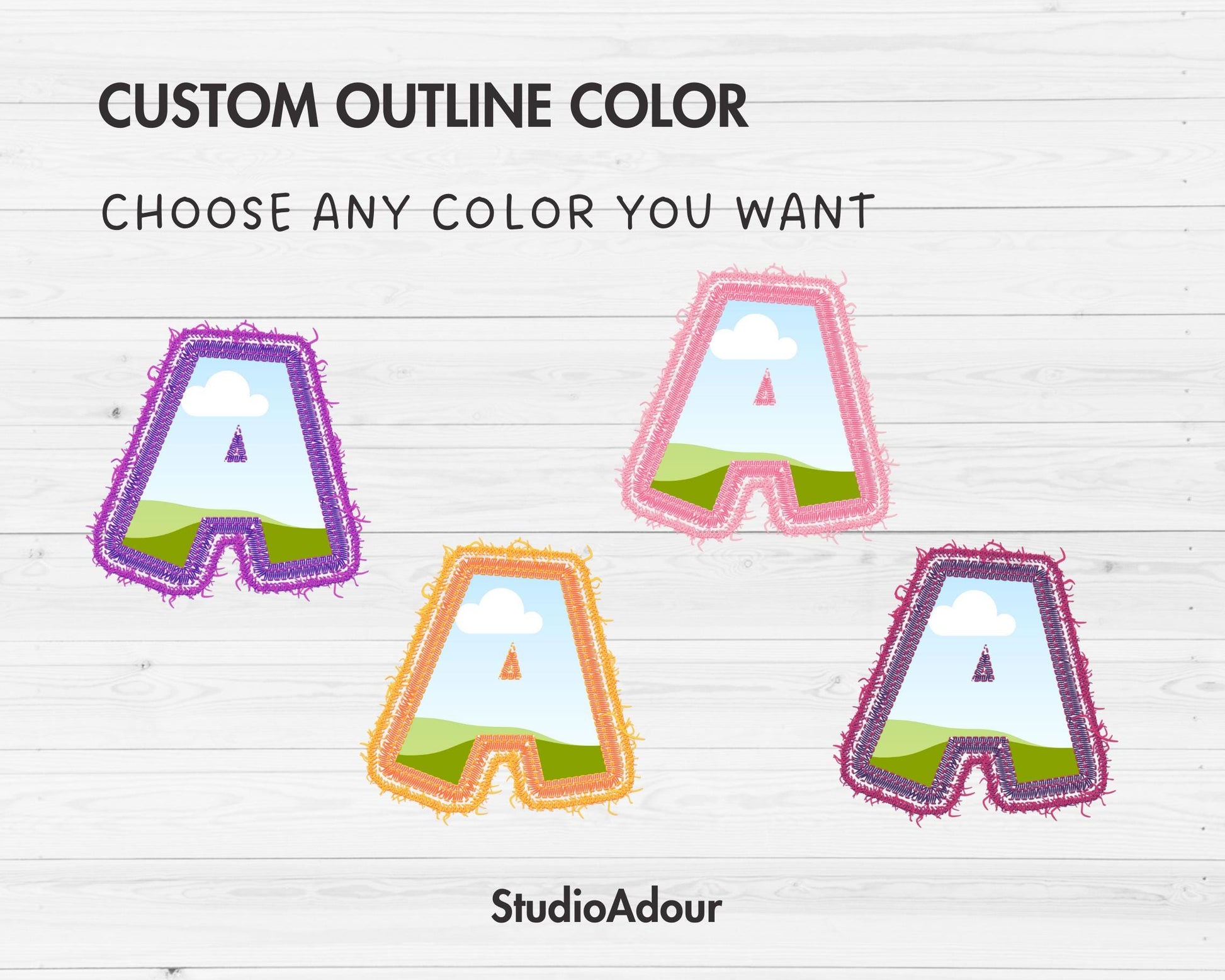 Canva Letters Bundle, 6 Faux Embroidery Alphabets, Applique Letters, Canva Frames Bundle, Easy Drag and Drop, Stitch Varsity Alphabets