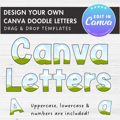 Doodle Letters Canva, Doodle Alphabet Canva Template, Drag & Drop, Editable Canva Font, Canva Frames Bundle, Letter PNG, Blank Letters #102