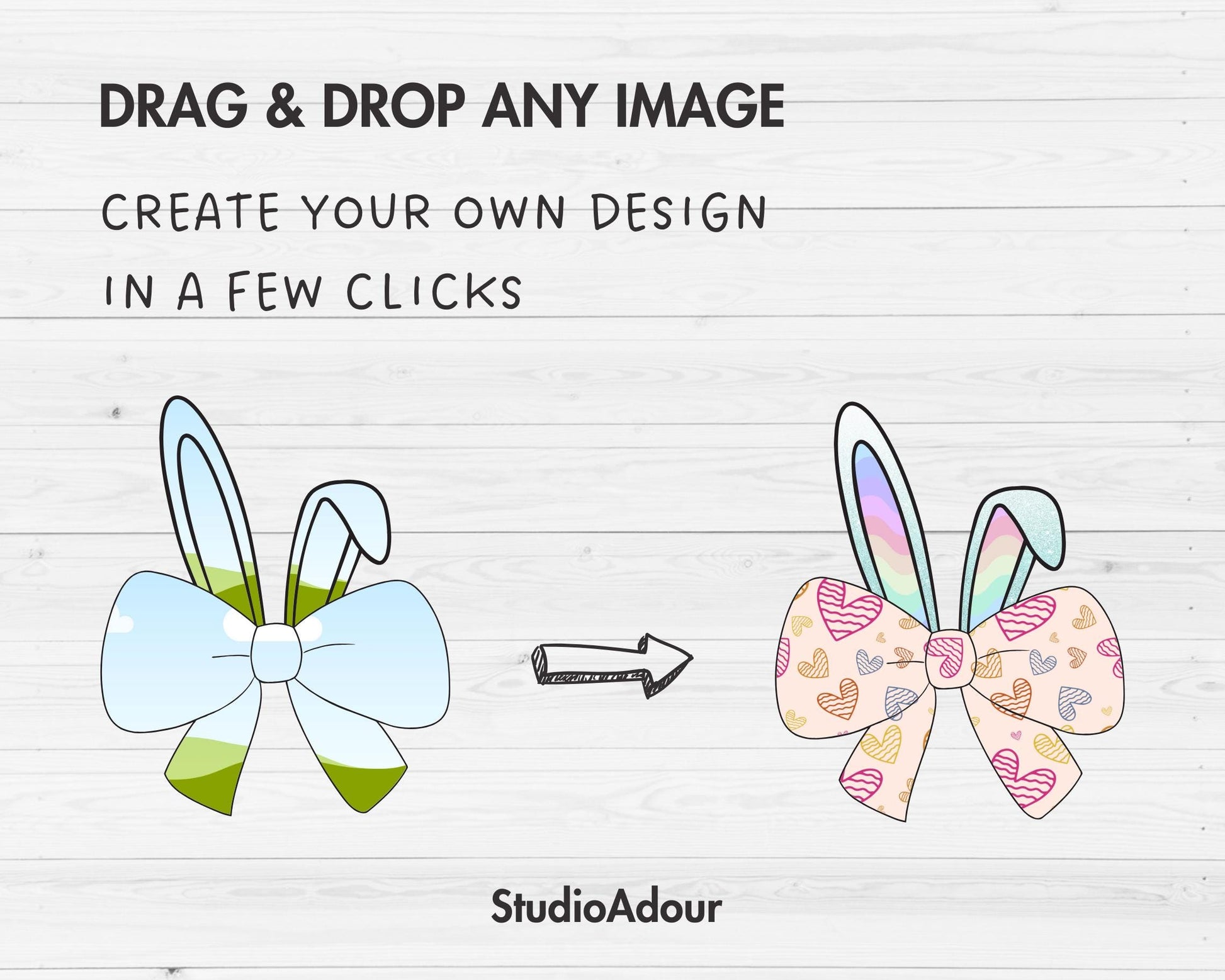 Coquette Bow with Bunny Ears Canva Frames, Ribbon Bow Templates, Easy Drag and Drop, Canva Frames Bundle, Editable Easter Bow, Messy Bun Bow