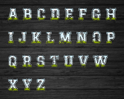 Design Your Own Varsity Distressed Alphabet on Canva, Canva Frames Bundle, Drag and Drop, Editable Sport College Letters Canva Template