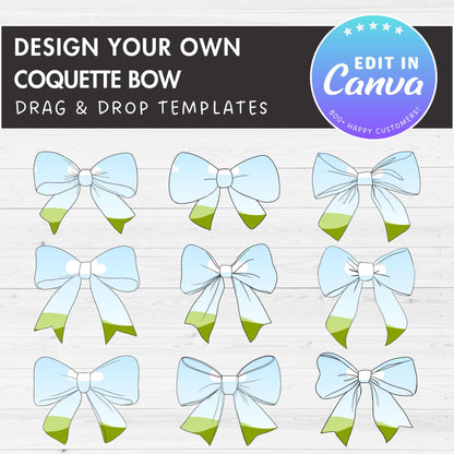 Coquette Bow Canva Frames, Ribbon Bow Templates, Drag and Drop Canva Frames Bundle, Editable Girly Bow, Messy Bun Bow, Tied Bow, Preppy Bow,