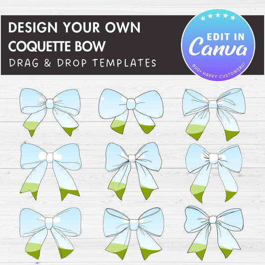 Coquette Bow Canva Frames, Ribbon Bow Templates, Drag and Drop Canva Frames Bundle, Editable Girly Bow, Messy Bun Bow, Tied Bow, Preppy Bow,