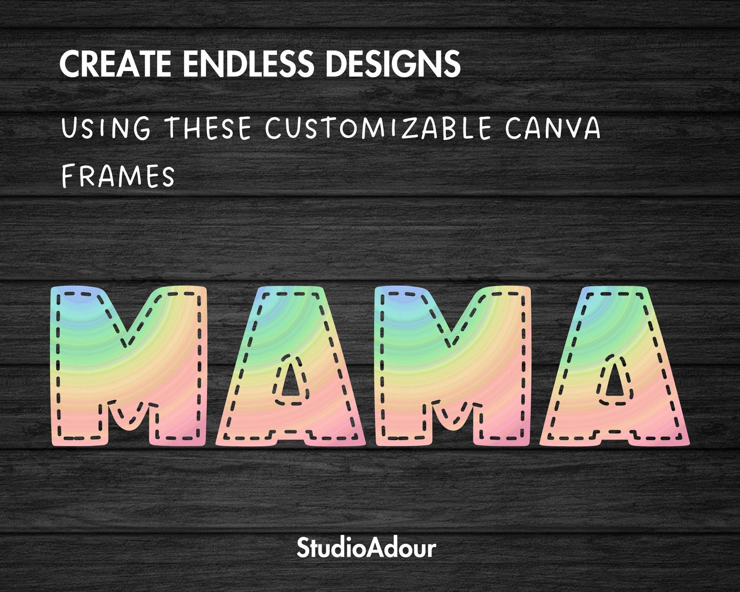 Design Your Own Stiched Letters on Canva, Doodle Letters PNG, Canva Frames Bundle, Editable Canva Letters, Drag and Drop, Digital Stitch