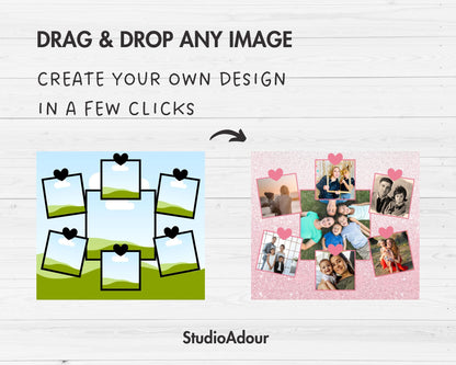 Design Your Own Photo Collage 20oz Skinny Tumbler Template, Editable Collage Canva Template, Easy Drag and Drop, Family Collage, Sublimation